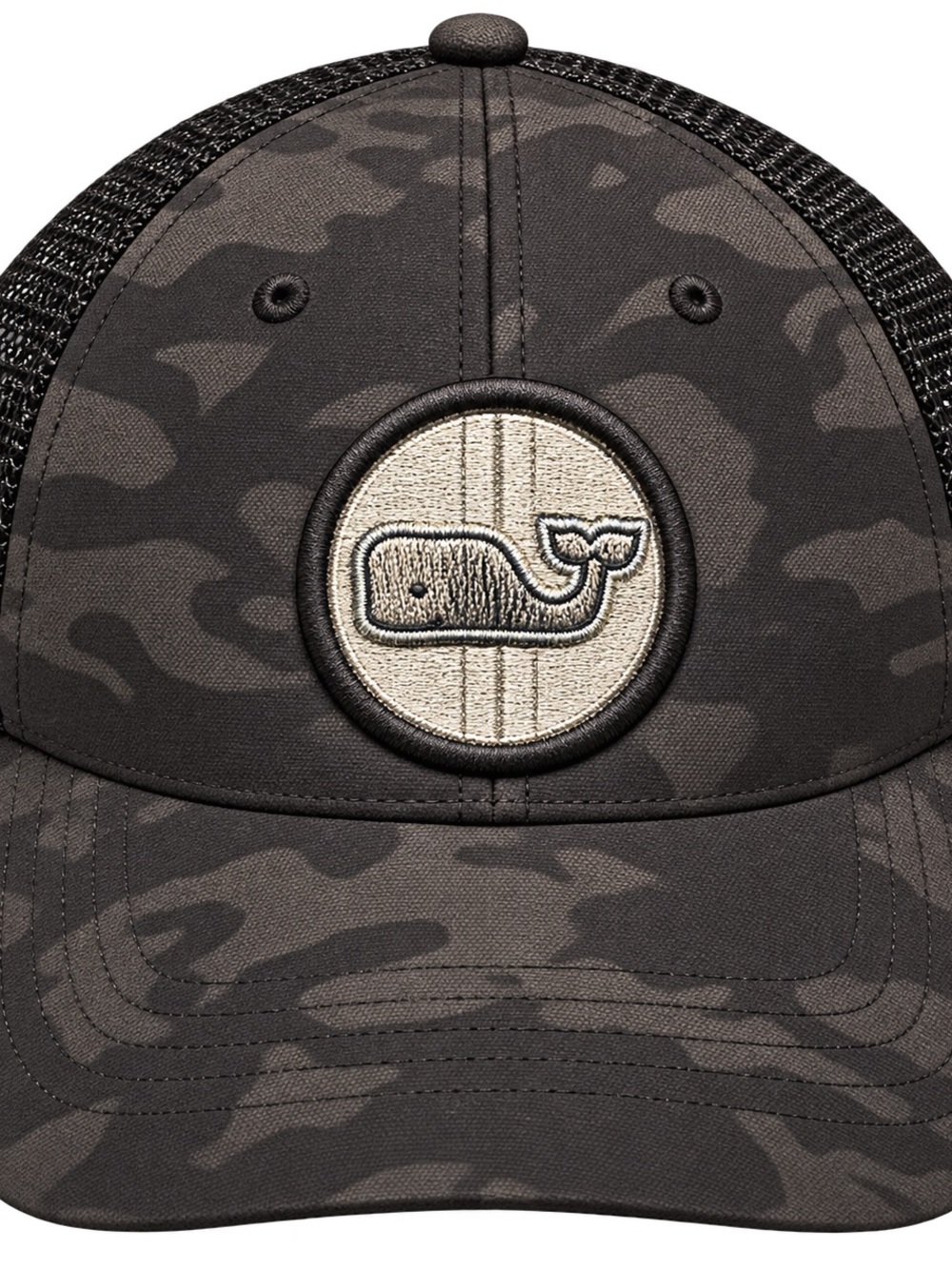 Vineyard Vines Black Camo Whale Patch Trucker Hat Snapback